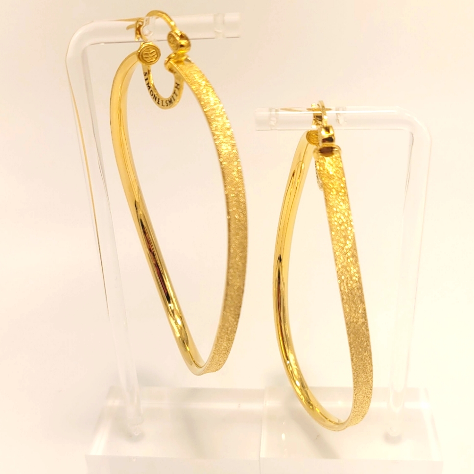 Simone I Smith 18k Gold Plated Large Oval Hoop Earrings New